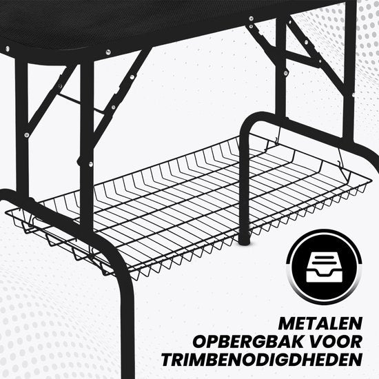 Animali Trimtafel - Trimtafel voor honden\katten - Hondentrimtafel - Inklapbaar - Aanlijnoptie - Opbergmand - 80KG draagvermogen - Zwart