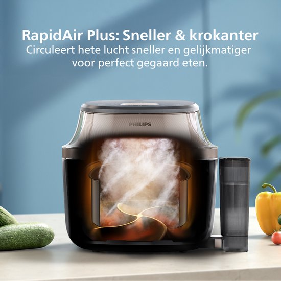 Philips Airfryer met Stoomfunctie 5000-serie – NA541/00 – PFAS vrij - SteamClean - SteamFry – 7,2L – Tot 6 personen