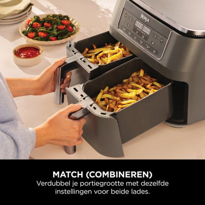 Ninja Dubbele Airfryer XXL - 7.6 L - Nieuw 2026 Model - 40 tot 240 Graden - 2470 W Vermogen - Dual Zone Technologie - DZ300EU
