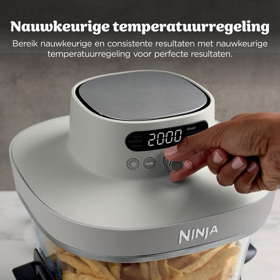 Ninja CRISPi PRO 7-in-1 Glazen Airfryer met 7 functies - Airfryen, Bakken, Braden, Rijzen, Drogen. Max Crisp en Opnieuw krokant maken - 2.3 liter en 5.7 liter glazen schaal - PFAS vrij koken - Stone - AS101EULG