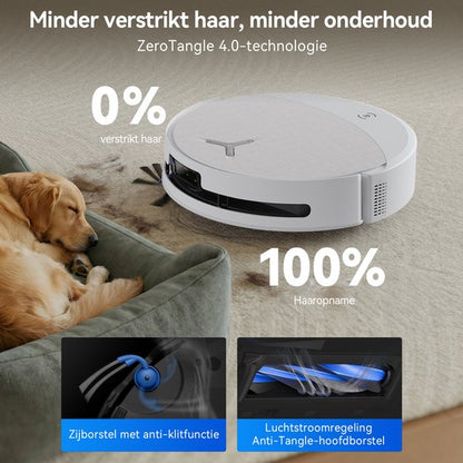 ECOVACS DEEBOT T90 OMNI – Robotstofzuiger – OZMO Roller dweil – 30.000 Pa –ZeroTangle 4.0 Anti-tangle –AIVI 3D obstakelvermijding–Zelfreinigend– Voor harde vloeren & tapijt–Wit–T80 Upgrade