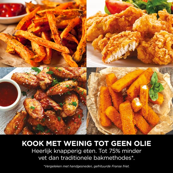 Ninja Airfryer 4,7 liter - Single drawer - Airfryen, Drogen en Opwarmen - Knapperig resultaat, minder vet, lager energieverbruik - AF110EU