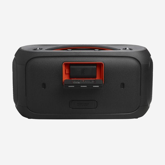 JBL PartyBox On The Go 2 – Draagbare Bluetooth Speaker - Met Draadloze Microfoon - Handige Schouderriem - LED verlichting - Spatwaterdicht - Zwart