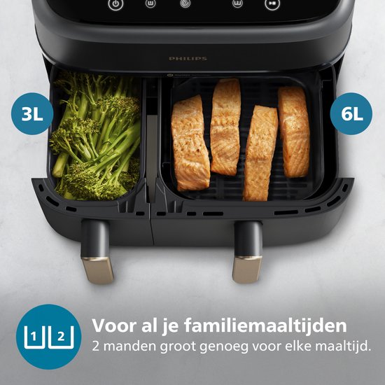 Philips – NA351/00 – Airfryer met dubbele mand – 9 l – 2750 W