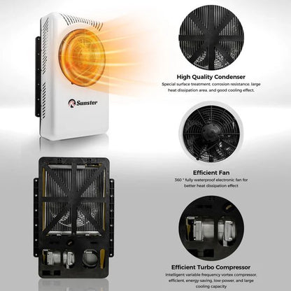 Airconditioner - Air conditioning - 10000 BTU - 150-500m³/u - 1-3KW - 24V Efficiënte Koeling, Met Afstandsbediening, voor RV, camper, Vrachtwagens, Boten
