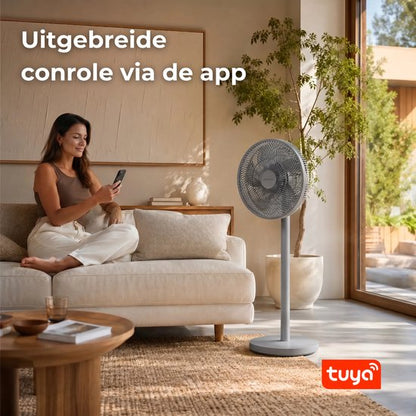 Evolar Smart Ventilator Staand - 36W - Incl. Accu - Statiefventilator - Ambient Light - WiFi - App & Afstandsbediening - EVO-SF36GW