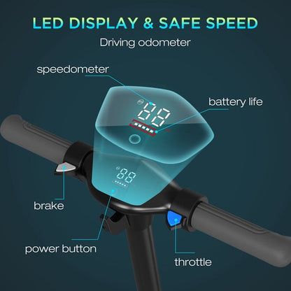 RCB Elektrische Step Kinderen - 6.5 inch- Verlichting - 5/10/15 km/u - zwart