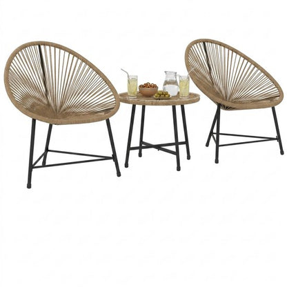 Balkonset 2 personen - Tuinset - Bistroset - Bruin - Weerbestendig - 3 delig - Tuintafel en 2 stoelen - 2 personen - Gecoat staal - Onderhoudsvrij staal