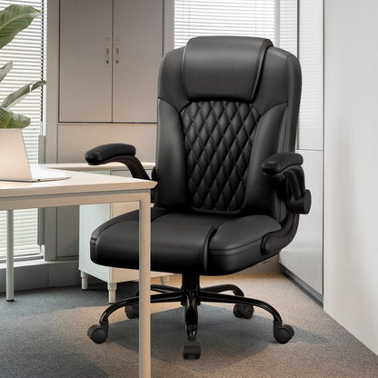 Elekiatech Ergonomische Bureaustoel-Bureaustoel-met 90°-120°Rugleuning Bureaustoelen voor Volwassenen-Inklapbare Armleuningen-Office Chair-Gaming Stoel-150kg - Zwart