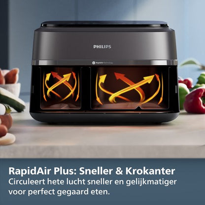 Philips Rapid Air Serie 3000 NA352/00 - Airfryer - Dubbele Mand - 9 Liter