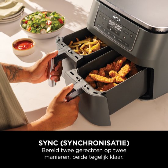 Ninja Dubbele Airfryer XXL - 7.6 L - Nieuw 2026 Model - 40 tot 240 Graden - 2470 W Vermogen - Dual Zone Technologie - DZ300EU
