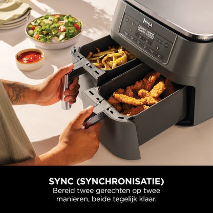 Ninja Dubbele Airfryer XXL - 7.6 L - Nieuw 2026 Model - 40 tot 240 Graden - 2470 W Vermogen - Dual Zone Technologie - DZ300EU