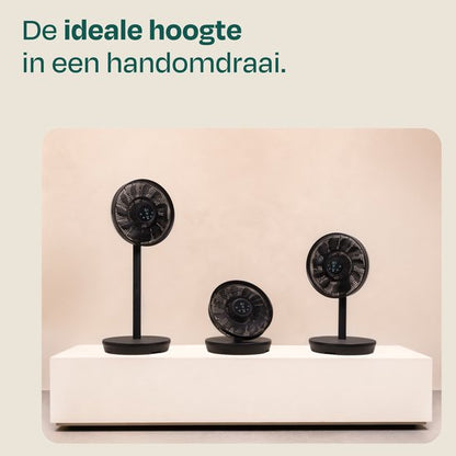 VONROC BREEZE Draadloze Ventilator – Fluisterstil (<44 dB) – 24 snelheden – lichtgewicht en draagbaar - 3 windmodi: Natuurlijk, Slaap, Normaal – Modulair: tafelventilator én vloerventilator – Luxe touchdisplay – Incl. afstandsbediening – Zwart