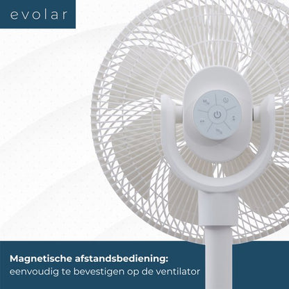 Evolar Smart Ventilator Staand - 36W - Incl. Accu - Statiefventilator - Ambient Light - WiFi - App & Afstandsbediening - EVO-SF36WW