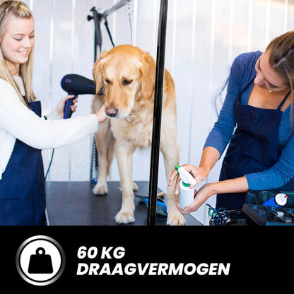 Animali Trimtafel - Trimtafel voor honden\katten - Hondentrimtafel - Inklapbaar - Aanlijnoptie - Opbergmand - 80KG draagvermogen - Zwart