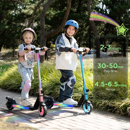 RCB Elektrische Step Kinderen - 6.5 inch- Verlichting - 5/10/15 km/u - zwart