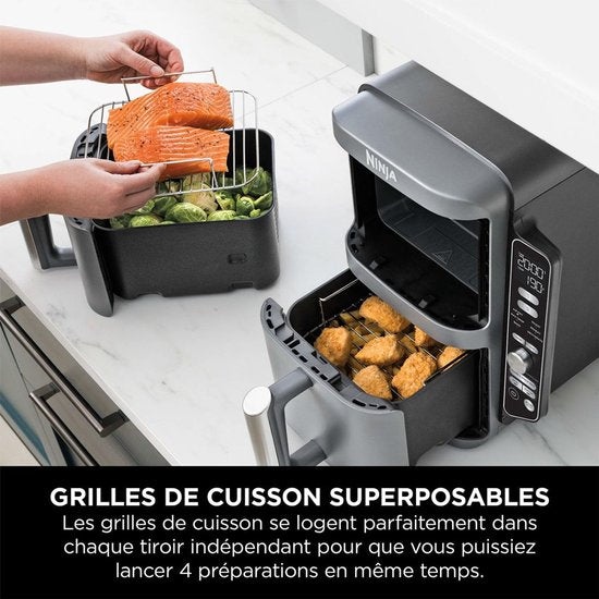 Ninja Double Stack Airfryer XXL - 9.5 Liter - Dubbele Gestapelde Lades - 6 Programma's - Inclusief Kookrekjes - SL400EU