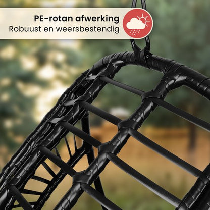 Swoods XXL Egg Hangstoel – Hangstoel met standaard – Egg Chair – tot 150kg – Donkergrijs