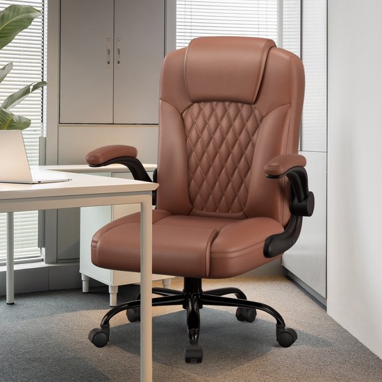 Elekiatech Ergonomische Bureaustoel-Bureaustoel-met 90°-120°Rugleuning Bureaustoelen voor Volwassenen-Inklapbare Armleuningen-Office Chair-Gaming Stoel-150kg - Bruin