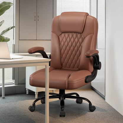 Elekiatech Ergonomische Bureaustoel-Bureaustoel-met 90°-120°Rugleuning Bureaustoelen voor Volwassenen-Inklapbare Armleuningen-Office Chair-Gaming Stoel-150kg - Bruin
