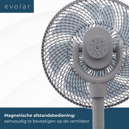 Evolar Smart Ventilator Staand - 36W - Incl. Accu - Statiefventilator - Ambient Light - WiFi - App & Afstandsbediening - EVO-SF36GW