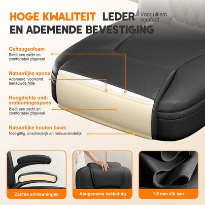 Elekiatech Ergonomische Bureaustoel-Bureaustoel-met 90°-120°Rugleuning Bureaustoelen voor Volwassenen-Inklapbare Armleuningen-Office Chair-Gaming Stoel-150kg - Zwart