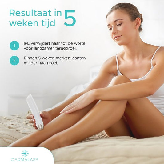 Dermalaze IPL Ontharingsapparaat – IPL Laser voor Permanente Haarverwijdering – Voor Mannen & Vrouwen – Pijnloos Thuisgebruik – Met LED Scherm –1.000.000 Flitsen – Scheermes – Beschermbril – 10 Standen – Ontharingsapparaten