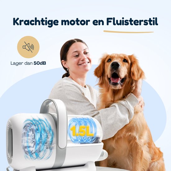 Hondentondeuse Met Stofzuiger - 20-Delig - 1,5L Opvangbak - Hondentrimmer Tondeuse - Honden Tondeuse - Honden Trimset - Incl. Video & E-book - Groomzo