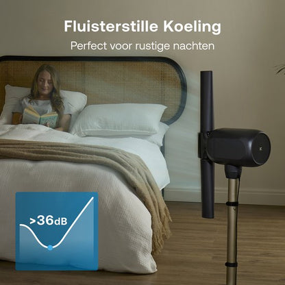 Dimplex FlexBlade Ventilator Bladloos – Oscillerende Tafelventilator - 180° Kantelbaar - 5 Snelheden & Timer - 20m Bereik – Waaier (36dB) - Magnetische Afstandsbediening