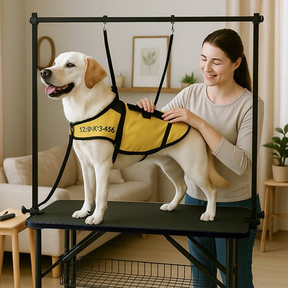 Animali Trimtafel - Trimtafel voor honden\katten - Hondentrimtafel - Inklapbaar - Aanlijnoptie - Opbergmand - 80KG draagvermogen - Zwart