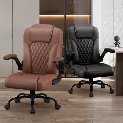 Elekiatech Ergonomische Bureaustoel-Bureaustoel-met 90°-120°Rugleuning Bureaustoelen voor Volwassenen-Inklapbare Armleuningen-Office Chair-Gaming Stoel-150kg - Bruin