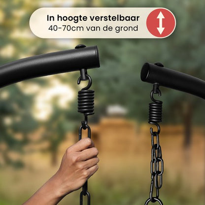 Swoods XXL Egg Hangstoel – Hangstoel met standaard – Egg Chair – tot 150kg – Lichtgrijs