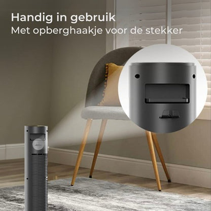 CoolHome CF2205 Ventilator - Stille torenventilator met afstandsbediening - Waaier met timer - Ventilator staand - Tower fan met dimbaar LED scherm - 96 cm - Zwart