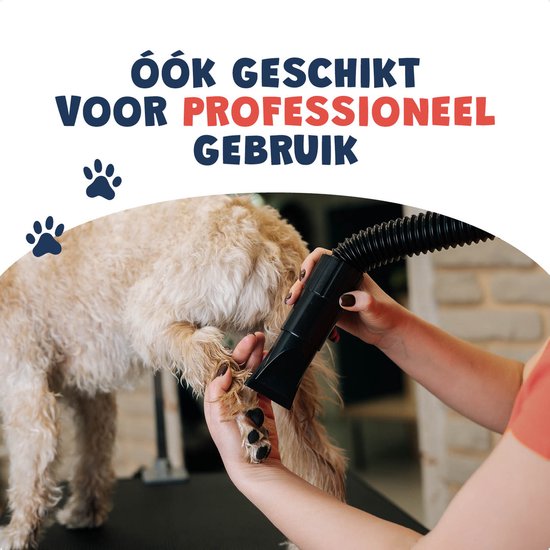 JC Pets Professionele Hondenfohn - Waterblazer voor Honden - Hondenblazer met geluiddemper - Haardroger Hond - Stil Model - Inclusief 4 Opzetstukken - 2800W