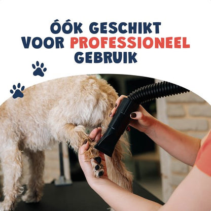 JC Pets Professionele Hondenfohn - Waterblazer voor Honden - Hondenblazer met geluiddemper - Haardroger Hond - Stil Model - Inclusief 4 Opzetstukken - 2800W