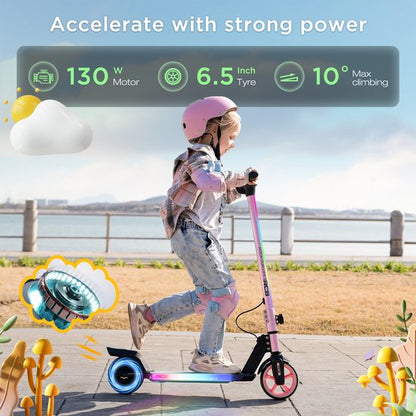 RCB Elektrische Step Kinderen - 6.5 inch- Verlichting - 5/10/15 km/u - zwart