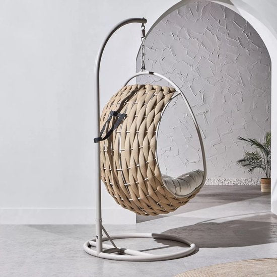 Luxe Hangstoel Sweden - Grijs kussen - Voor Buiten en Binnen