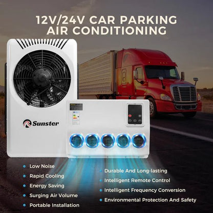 Airconditioner - Air conditioning - 10000 BTU - 150-500m³/u - 1-3KW - 24V Efficiënte Koeling, Met Afstandsbediening, voor RV, camper, Vrachtwagens, Boten