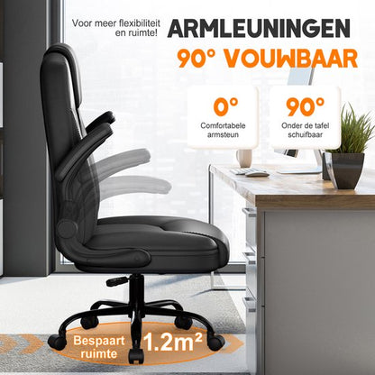 Elekiatech Ergonomische Bureaustoel-Bureaustoel-met 90°-120°Rugleuning Bureaustoelen voor Volwassenen-Inklapbare Armleuningen-Office Chair-Gaming Stoel-150kg - Zwart
