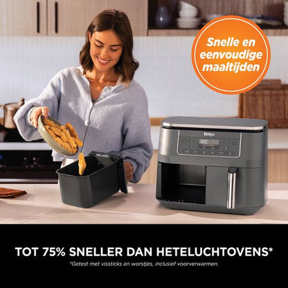 Ninja Dubbele Airfryer XXL - 7.6 L - Nieuw 2026 Model - 40 tot 240 Graden - 2470 W Vermogen - Dual Zone Technologie - DZ300EU