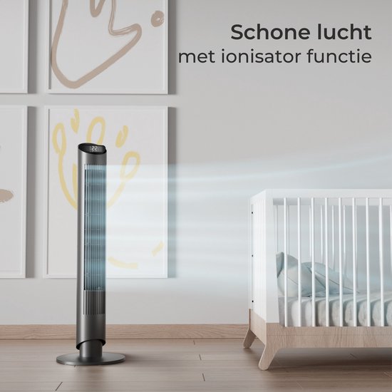 CoolHome Airflow Pro Ventilator – Torenventilator met Afstandsbediening – Waaier met Ionisator – 102 cm – Dimbaar LED-scherm – 6 Snelheden – Zwart