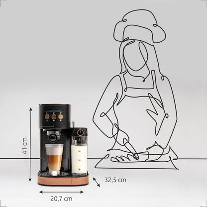 BluMill Koffiemachine - Pistonmachine - Espressomachine - Automatische Melkschuimer & 2 portafilters - 1,2 Liter Waterreservoir