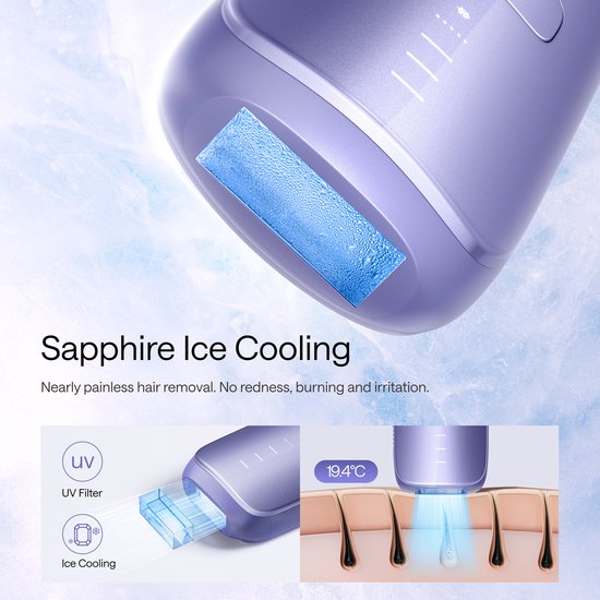 Ulike - Air 3 - Paars - Laser Ontharing Apparaat - IPL Ontharing voor Vrouwen en Mannen met Saffier Ice Cooling - Bijna pijnloos - Langdurige Resultaten voor Gezicht en Lichaam - Geschenkdoos