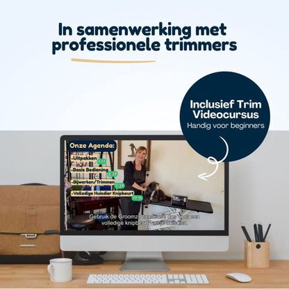 Hondentondeuse Dikke Vacht - Draadloos 5,5u - Fluisterstil <50dB - 2 Snelheden - Hondentrimmer - Honden Tondeuse Trimset - Video & E-book - RVS - Groomzo
