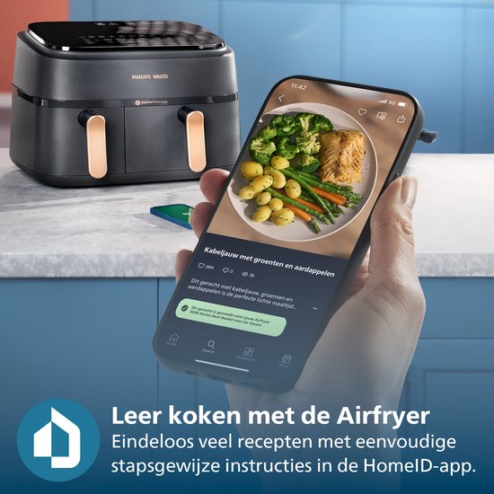 Philips Rapid Air Serie 3000 NA352/00 - Airfryer - Dubbele Mand - 9 Liter