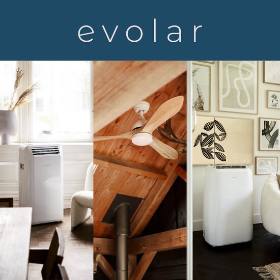 Evolar Smart Ventilator Staand - 36W - Incl. Accu - Statiefventilator - Ambient Light - WiFi - App & Afstandsbediening - EVO-SF36GW