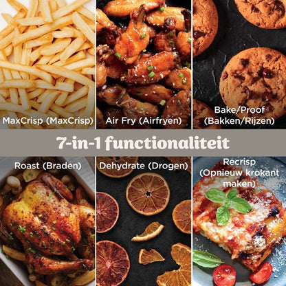 Ninja CRISPi PRO 7-in-1 Glazen Airfryer met 7 functies - Airfryen, Bakken, Braden, Rijzen, Drogen. Max Crisp en Opnieuw krokant maken - 2.3 liter en 5.7 liter glazen schaal - PFAS vrij koken - Stone - AS101EULG
