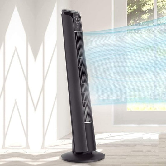 CoolHome CF2203 Design Ventilator Zwart - Torenventilator - Afstandsbediening en Timer - Kolomventilator met Luchtreiniger - Dimbaar LED-scherm - Ventilator Staand