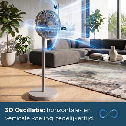 Evolar Smart Ventilator Staand - 36W - Incl. Accu - Statiefventilator - Ambient Light - WiFi - App & Afstandsbediening - EVO-SF36GW