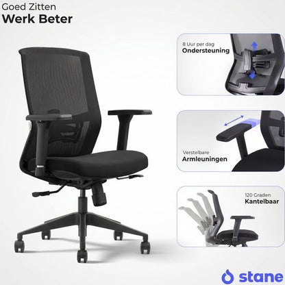 Stane Classic Basic - Ergonomische Bureaustoel - Office Chair - Bureaustoelen voor Volwassenen - Computer stoel - NEN-EN1335 Gecertificeerd -